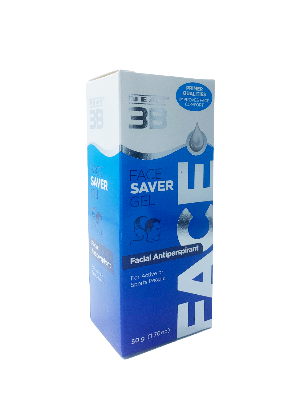 Box of Face Saver facial antiperspirant gel on a white background