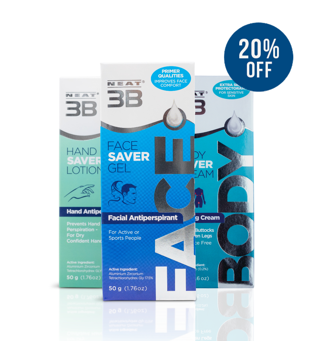 Sweat Free Bundle - includes Facesaver, Handsaver and Bodysaver from Neat Feat