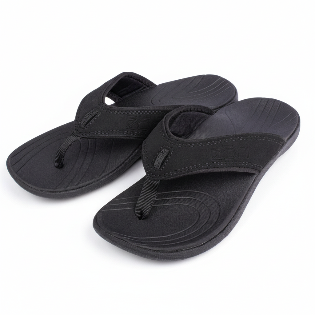 NEW COLOR ADDED - Neat Zori Black Slimline Orthotic Thong / Sandal Water Resistant and Comfortable