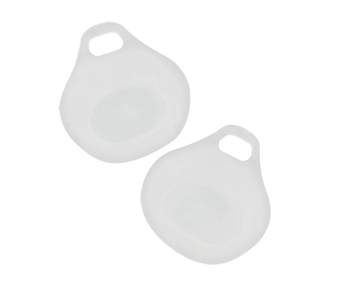 Two white Neat Feat Gel Metatarsal Pads side by side, showcasing their soft, cushioned design for front foot pain prevention and support.