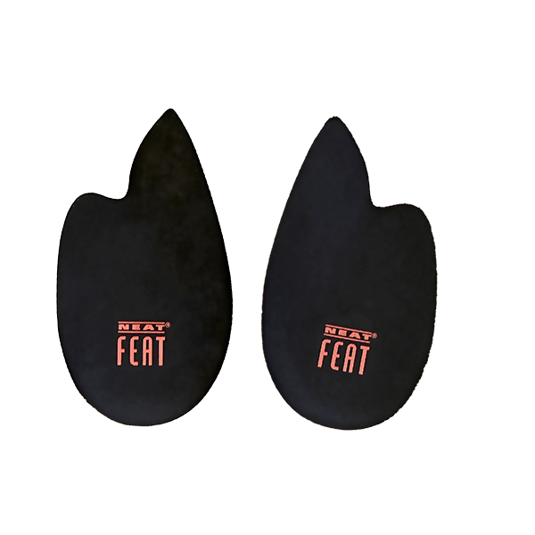 Platinum Series Spur Pads for Pressure Relief and Inflammation, shown without packaging. The spur pads are black with a peach-coloured logo, designed to provide pressure relief and reduce inflammation.