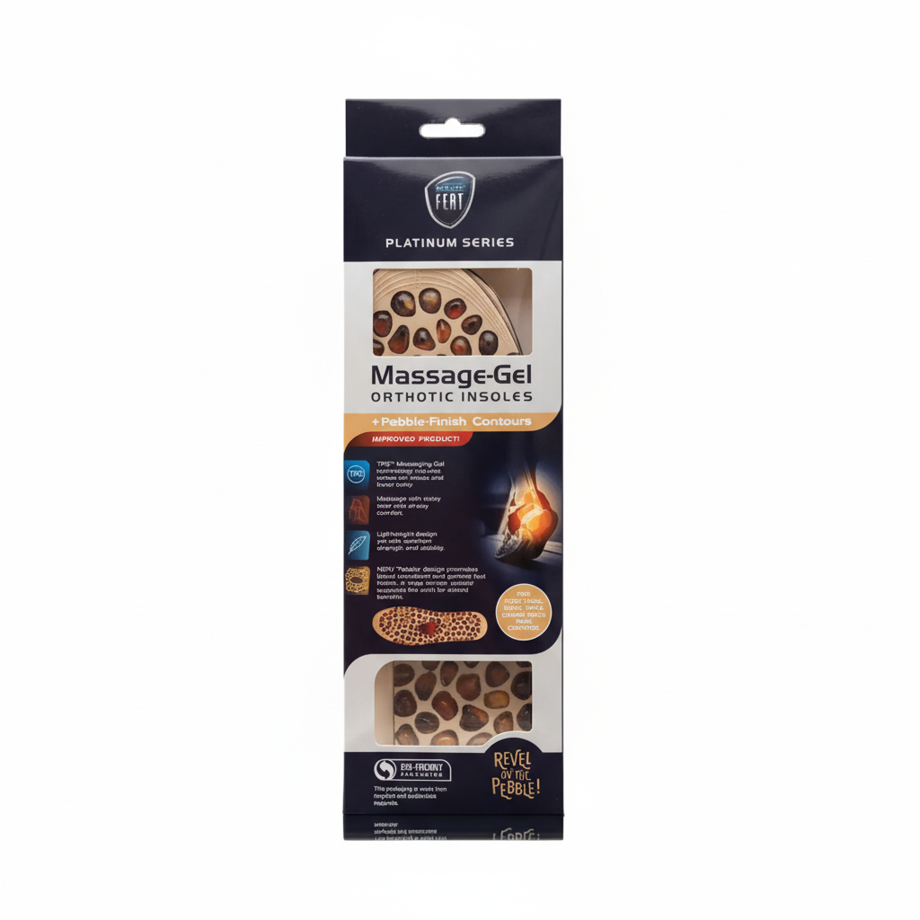 Platinum Series Massage-Gel Orthotic Insoles +Pebble-Finish Contours ...