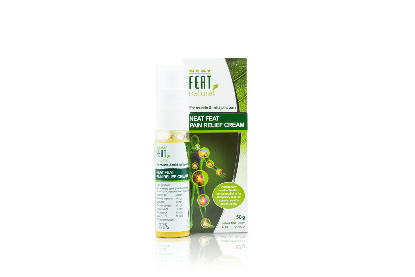 Neat Feat Natural Pain Relief Cream For Sprains, Strains and Bruising