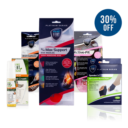 Neat Feat Plantar Fasciitis Bundle, featuring the products neatly arranged with a circle blue 30% off image in the top right corner, highlighting the discount offer.