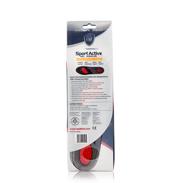 Platinum Sport Active Gel Insoles With Memory Foam For All Day Comfort and High Shock Absorption - Neat Feat Foot & Body Care